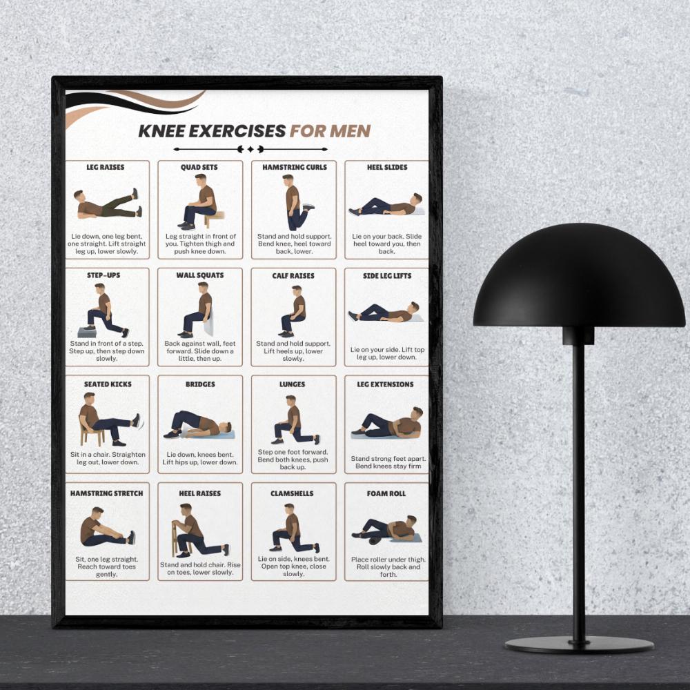 Knee Exercises Chart, Printable Exercise Chart, Senior Workout Routines ...