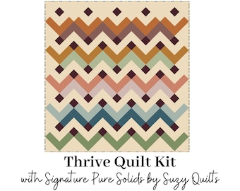 Thrive Quilt Kit | Signature Pure Solids by Suzy Quilts | Art Gallery Fabric | Backing | Binding