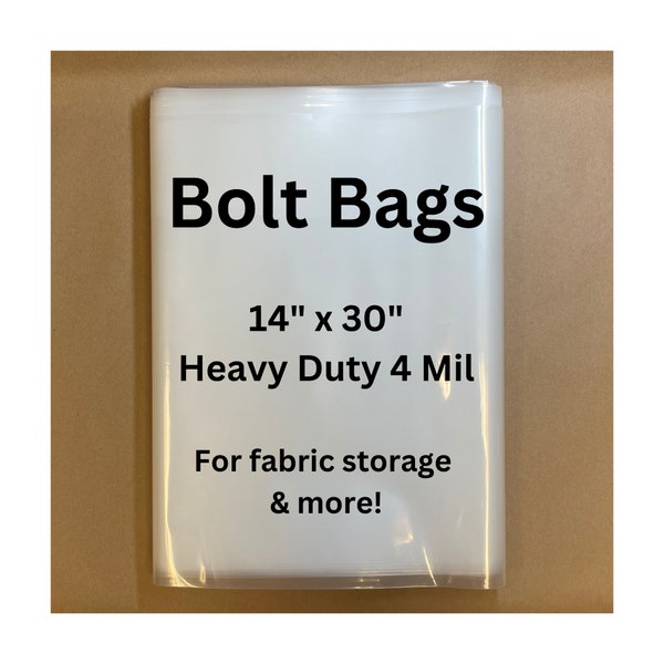 Storage Bags for Bolts of Fabric, Quilts, Sewing Projects - 14" x 30" Heavy Duty 4 Mil Bolt Bags - Clear Poly Bags - Quantitiy 10, 25, or 50