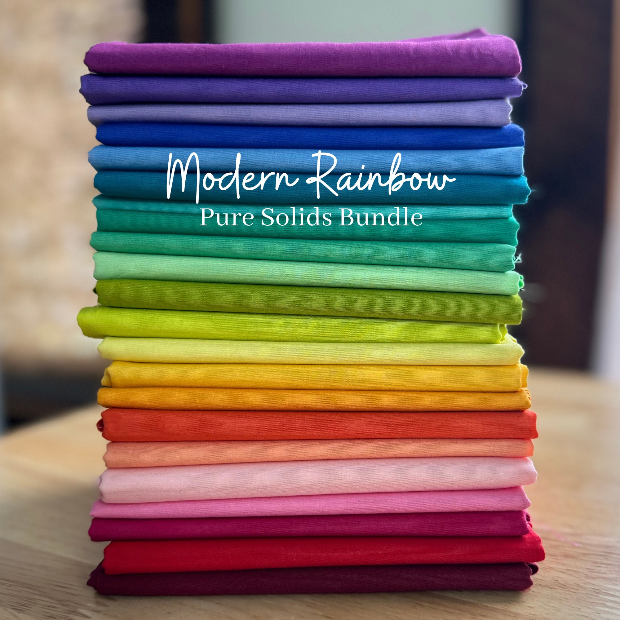 Modern Rainbow Fabric Bundle | AGF Pure Solids | Fat Quarters & Half Yards | Temperature Quilts