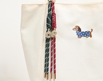 Personalized Rope Bag Charm, Initial Pendant Keychain, Customizable Length Handbag Accessory