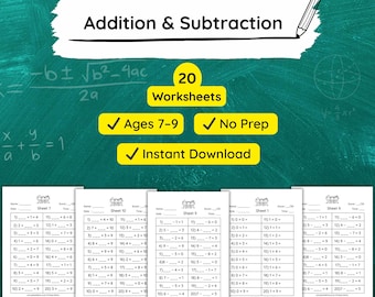 Addition and Subtraction Worksheets | 20 No-Prep Printable Pages for Kids Ages 5–7