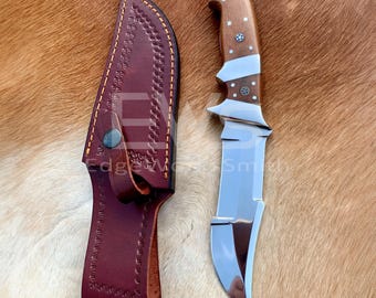 Cuchillo de acero D2 hecho a mano / Mango de micarta / Funda de cuero personalizada / Bushcraft al aire libre / Regalo para él