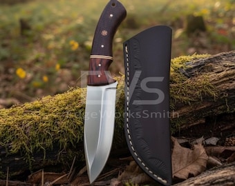 Handmade Hunting Knife | Carbon Steel Blade | Full Tang Fixed Blade | Exotic Wood Handle | Gift