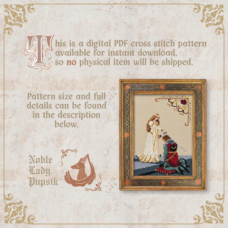 Princess and Knight Cross Stitch Pattern PDF| Medieval Tapestry ...