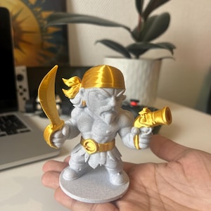 Piratenfiguur – Sea Master (marmer en goud) voor verzamelaars, 3D-geprint