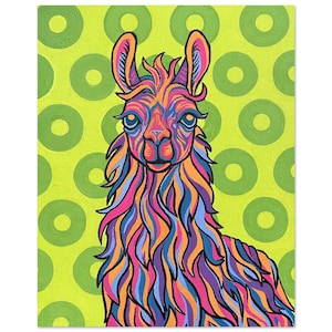 Psychedelische lamakunstprint: kleurrijk jamband-muurdecoratie afbeelding 1