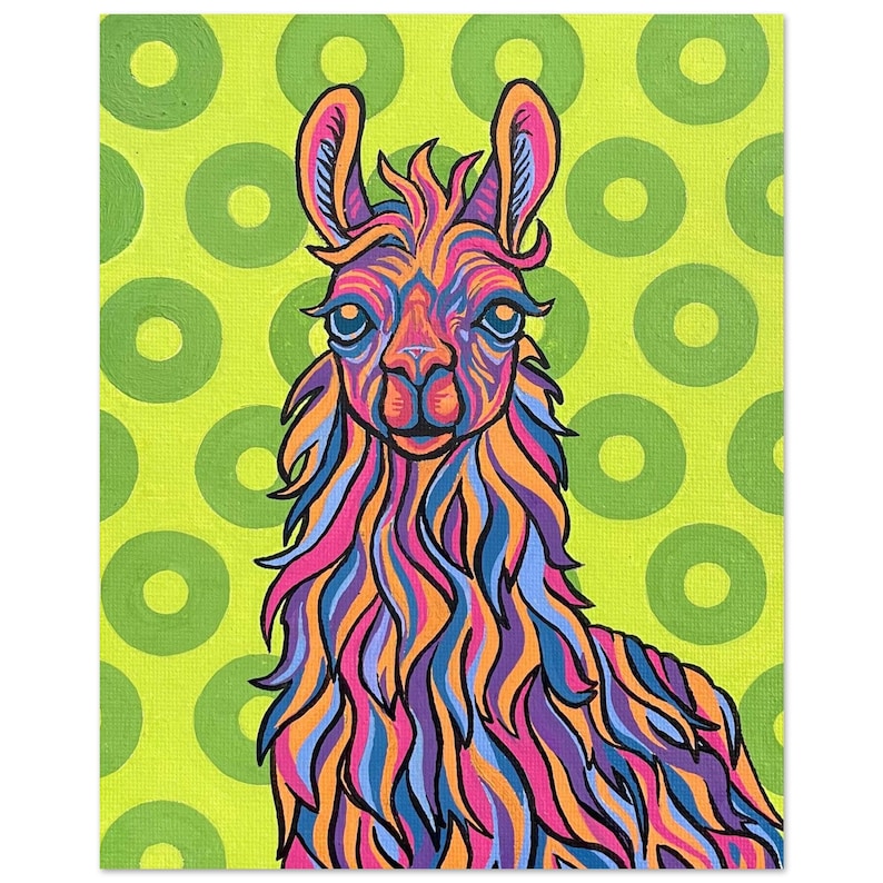 Psychedelische lamakunstprint: kleurrijk jamband-muurdecoratie afbeelding 1