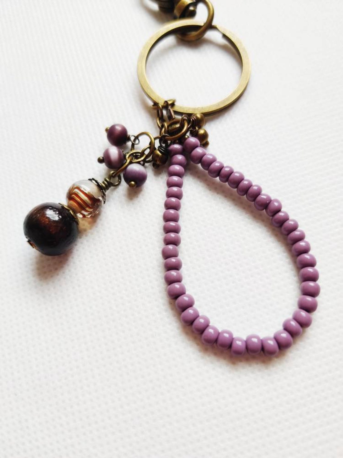 Ayla Purple Dangle Beaded Keychain Purse Charm Rustic Etsy Hong Kong