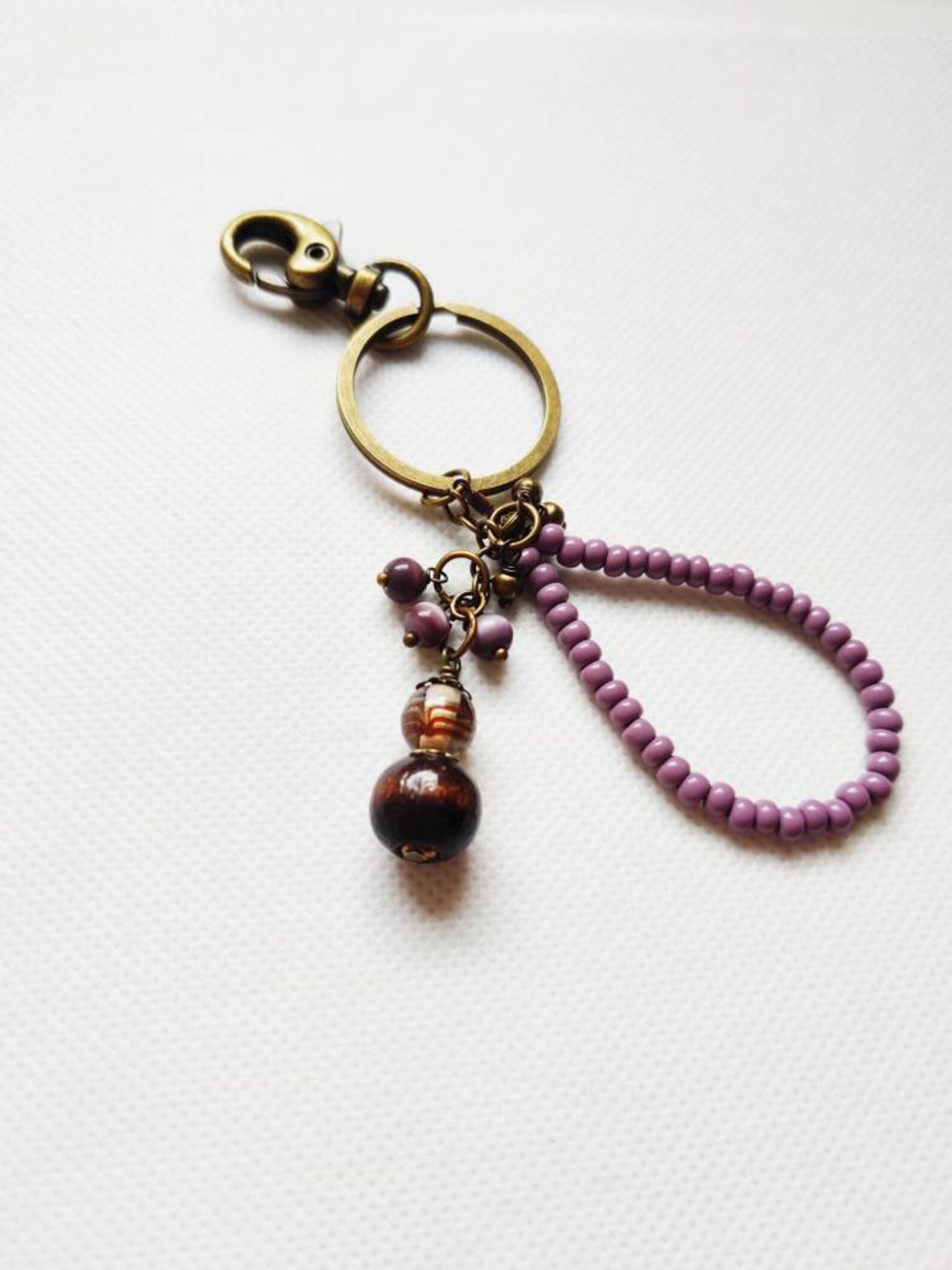 Ayla Purple Dangle Beaded Keychain Purse Charm Rustic Etsy Hong Kong