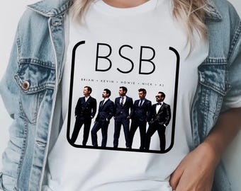 Backstreet Boys Graphic Tee, BSB Members Names Shirt, 90s Boy Band Fan Gift, Retro Music Group Portrait Tee