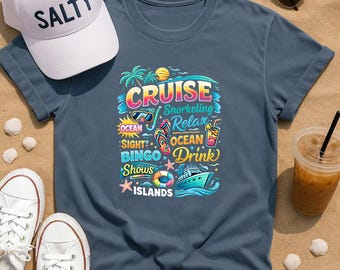 Cruise Vacation Graphic Tee, Tropical Ocean Snorkeling Shirt, Matching Family Cruise Trip Apparel, Funny Ship Bingo Gift