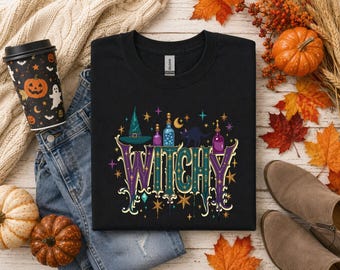 Witchy Halloween Shirt, Spooky Celestial Gothic Tee, Mystic Witch Lover Gift