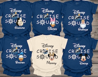 Disney Cruise Squad 2026 Shirt, 2026 Disney Character Cruise Family Matching Shirts, Adults Disney Cruise with Custom Names Shirts