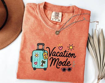 Vacation Mode Graphic Tee, Summer Travel Lover Shirt, Beach Vacation Outfit, Tropical Getaway Gift for Her