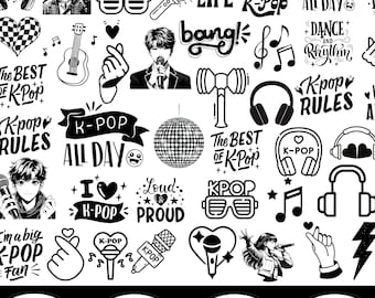 Kpop SVG Bundle, Music Lover Fan Art, Cricut Cut File (Digital Download)