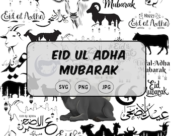 Eid Ul Adha Mubarak SVG Bundle, Islamic Calligraphy, Qurbani Designs (Digital Download)