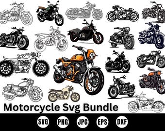 Motorcycle SVG Bundle, Vintage & Modern Biker Clipart (Digital Download)