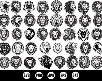 Lion SVG Bundle, King Lion Head Clipart, Roaring Vector Art (Digital Download)