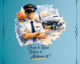 Motivational Pilot Aviation Wall Art | Airline Captain Airplane Poster (Digital Download)