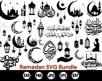 Ramadan Kareem SVG Bundle, Islamic Mosque Lantern Clipart (Digital Download)