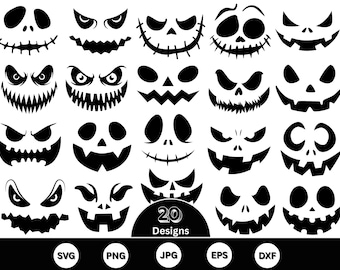 Frankenstein spökansikte SVG-paket, Halloweenmonster Clipart (digital nedladdning)