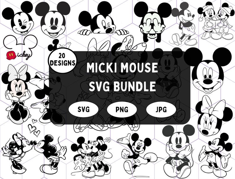 Musse Pigg SVG-paket, Anpassat namn, Födelsedags-T-shirt, Direktnedladdning (Digital Nedladdning) bild 1