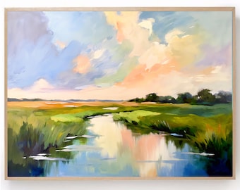 Charleston Marsh Sunset Painting : South Carolina Lowcountry Print