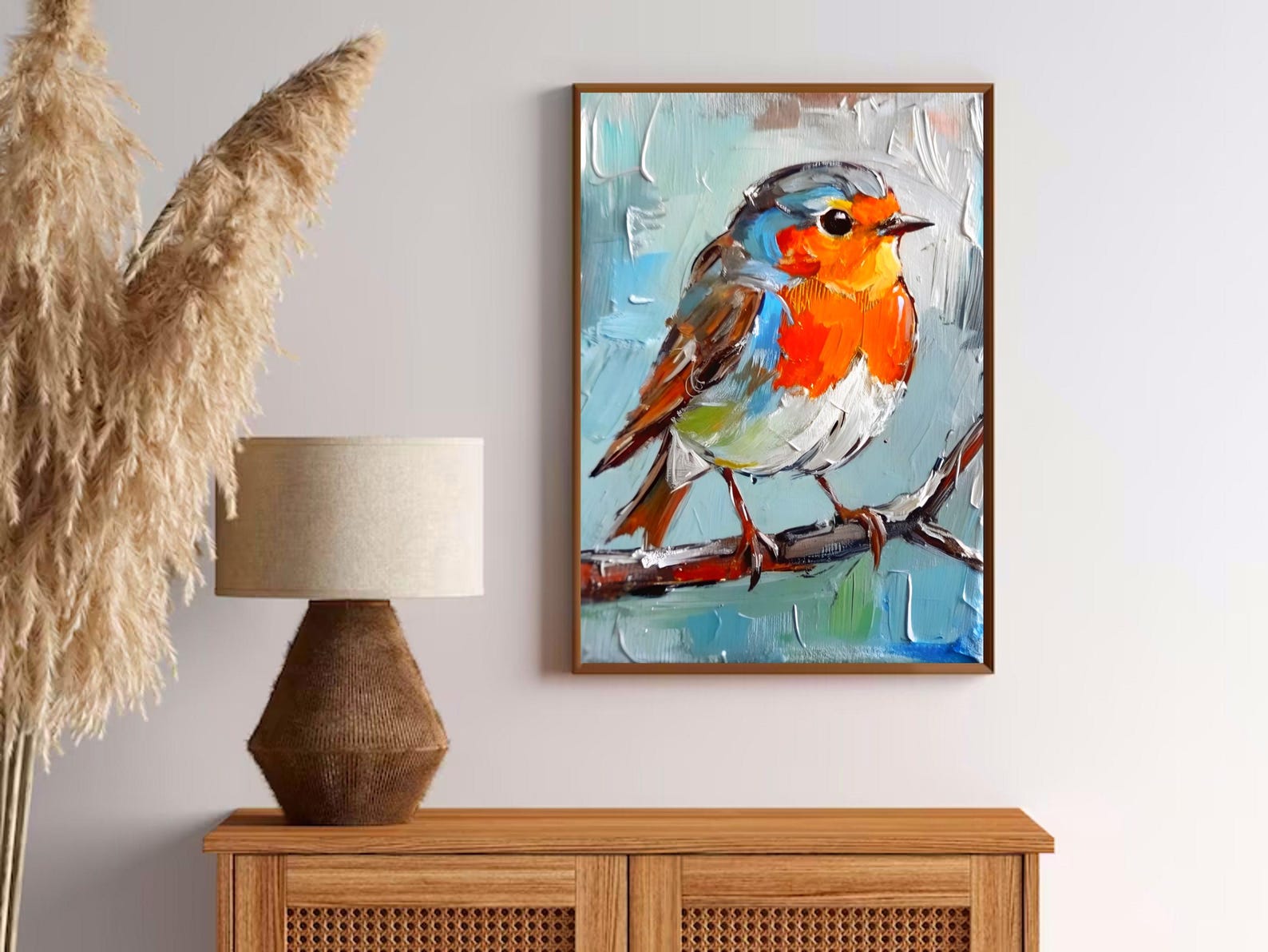 Robin Bird Painting Red Robin Art Print Birds Lover Gift Winter Wall ...