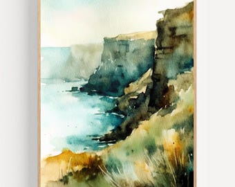 Cliffs of Moher Watercolor Art Print: Ireland Coastal Painting