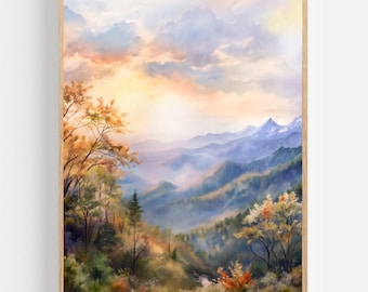 Blue Ridge Watercolor Painting Appalachian Mountains Art Print