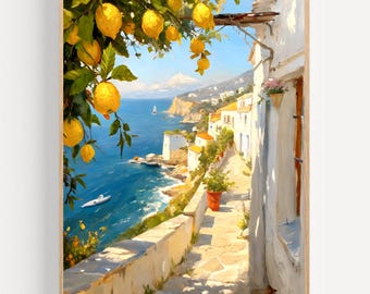Lemon Tree Painting Positano Art Print Mediterranean Wall Art Travel Poster