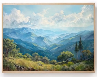 Blue Ridge Painting: Appalachian Mountain Art Print Forest Landscape