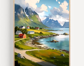 Pintura del Anillo de Kerry: Impresión en acuarela de una cabaña costera irlandesa