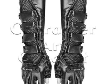 Herren Leder fingerlose Handschuhe | Nieten - Gothic Armstulpen