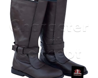 Obi Wan Kenobi Inspired Leather Cosplay Boots, Handmade Star Wars Jedi Costume and Shoes