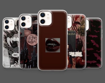 Halloween Vampire Phone Case Dracula Bat Blood Cover for iPhone 17, 16, 15, 14, 13, 12, Samsung S25, S24, S23Fe, S22,A17,A26,A56, Pixel 10,9