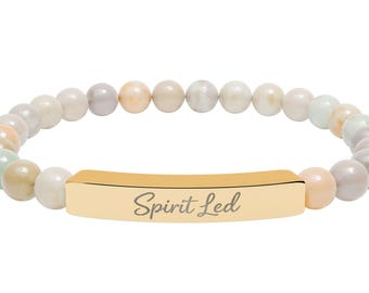 Pulsera con barra de versículos bíblicos cristianos, joyería de fe grabada en piedra natural