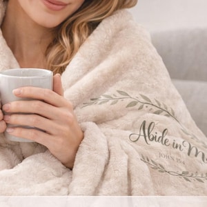 Christian Scripture Blanket – John 15:4 Abide in Me Faith Throw