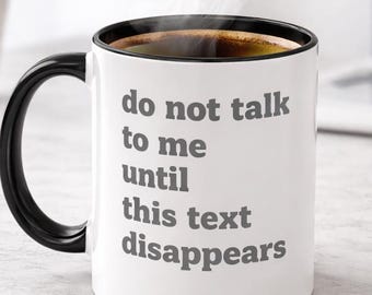 Taza de café minimalista y divertida: taza con el mensaje humorístico "No me hables", regalo ideal para compañeros de oficina.