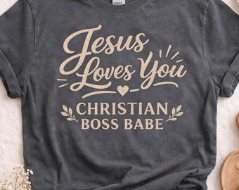 Camiseta de emprendedora cristiana – Camiseta de fe para mujeres emprendedoras con el lema "Jesús te ama", ropa de negocios cristiana