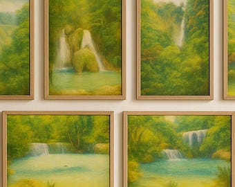 Waterfall Gallery Wall Art Set of 10, Tropical Forest Prints (Digital Download), Printable Collection 01