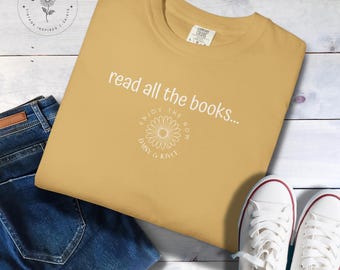 read all the books tee | T-Shirt, book lover graphic, minimalist reading design