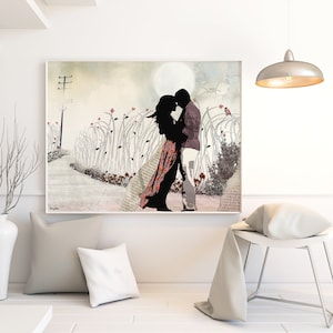 Large Wall Art, Love Painting, Love Couple Paintings, The Kiss, Canvas Print image 2