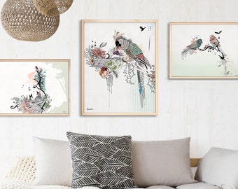 Bird Prints, Set of 3 Prints, Birds Painting, Wall Art Prints, Bird Wall Art, Set of 3 Wall Art, Watercolor Painting, Set of Bird Prints