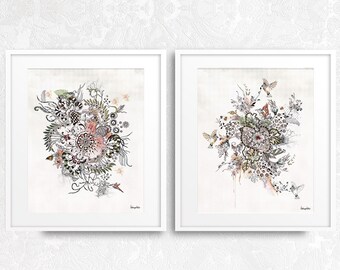 Set of 2 Prints, Modern Wall Art, Living Room Wall Art, Print Set, Wall Art Prints, Bedroom Print Set, Giclee Print, Watercolor Art Print