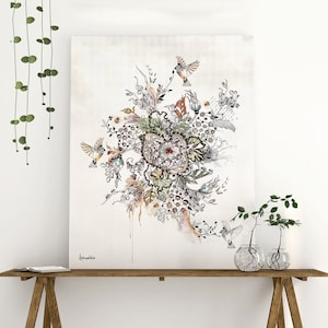 Floral Boho Wall Art, Modern Painting, Boho Home Decor, Modern Boho Art, Bohemian Wall Art, Modern Flowers Art, Boho Art Painting