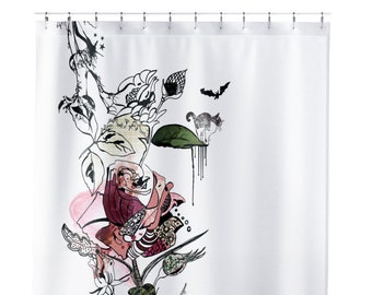 Flower Shower Curtain, Bathroom Decor, Watercolor Art Shower Curtain, Fabric Shower Curtain, Floral Shower Curtain, Modern Bath Curtain