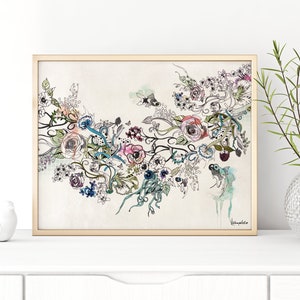 Floral Print, Modern Art for Living Room, Modern Painting, Print of Original Art, Floral Watercolor Print, Flowers Watercolor Painting