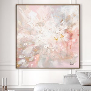 Minimalist Abstract Painting, Blush Pink Wall Art, Extra Large Wall Art Print, Modern Abstract Art for Living Room, Japanese Art Wall Decor